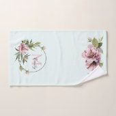 Blauwgroen, roze pinda's gepersonaliseerd initiaal handdoek (Handdoek)