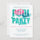 Blauwgroen roze poel feestsplaat kaart (Voorkant)