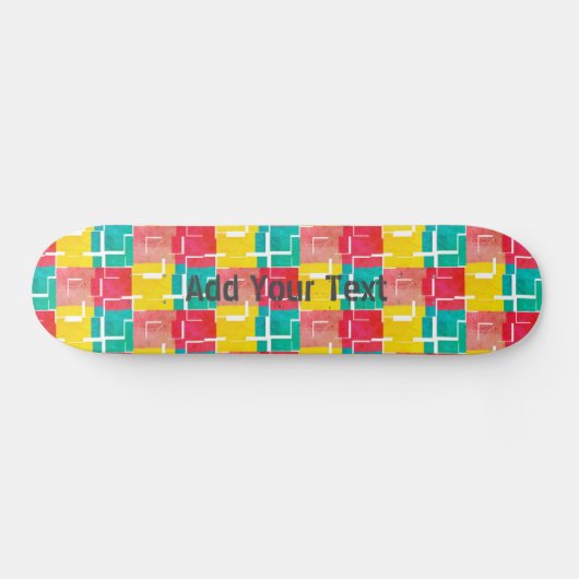  Blauwgroen Roze rood Patroon Persoonlijk Skateboard (Horizontaal)
