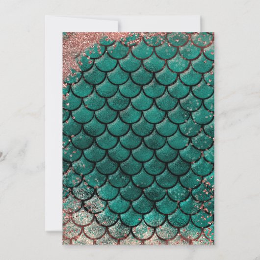 Blauwgroen & Roze Rose Gold Glitter Mermaid Sweet  Kaart (Achterkant)