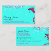 Blauwgroen roze, roze, hangende reservesproei visitekaartje (Voorkant / Achterkant)