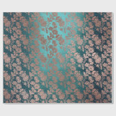 Blauwgroen roze roze roodbruin cadeaupapier (Vlak)