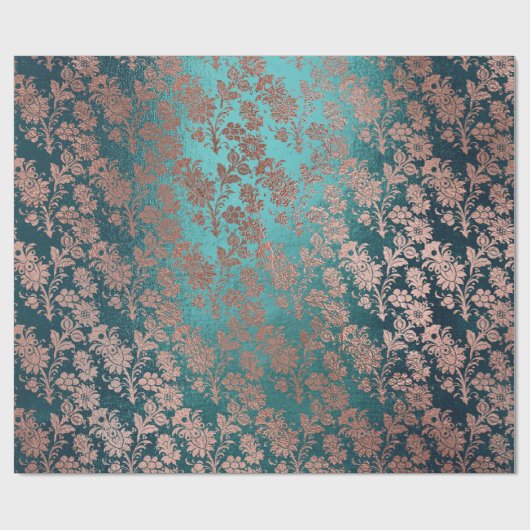 Blauwgroen roze roze roodbruin cadeaupapier (Vlak)