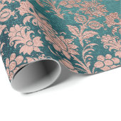 Blauwgroen roze roze roodbruin cadeaupapier (Rol Hoek)