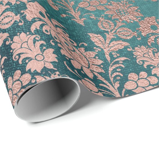 Blauwgroen roze roze roodbruin cadeaupapier (Rol Hoek)