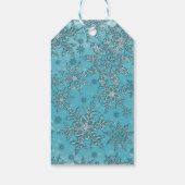 Blauwgroen roze sneeuwvlokken Winterpartij Cadeaulabel (Achterkant)