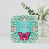 Blauwgroen Roze Vlinder Vrouwen 30ste Verjaardag Kaart (Staand voorkant)