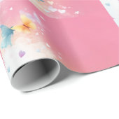  Blauwgroen & Roze Vlinderwikkelpapier Cadeaupapier (Rol Hoek)