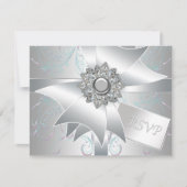 Blauwgroen Roze Wervelparel Witte RSVP Kaarten (Voorkant)