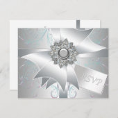 Blauwgroen Roze Wervelparel Witte RSVP Kaarten (Voorkant / Achterkant)