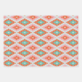 Blauwgroen roze winterpatroon met geometrisch diam inpakpapier vel (Voorkant 3)