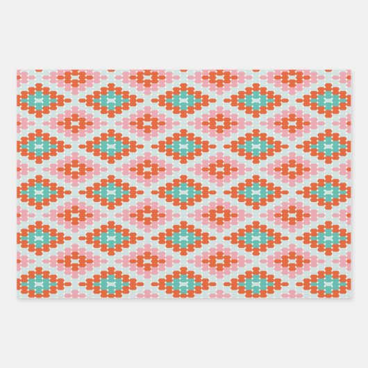 Blauwgroen roze winterpatroon met geometrisch diam inpakpapier vel (Voorkant 2)