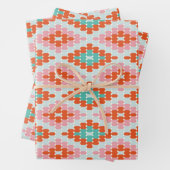 Blauwgroen roze winterpatroon met geometrisch diam inpakpapier vel (In situ)