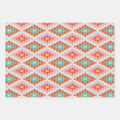 Blauwgroen roze winterpatroon met geometrisch diam inpakpapier vel (Voorkant)