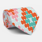 Blauwgroen roze winterpatroon met geometrisch diam stropdas (Opgerold)