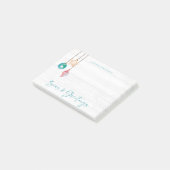 Blauwgroen roze Zeeen en groeten Ornament Post-it® Notes (Schuin)