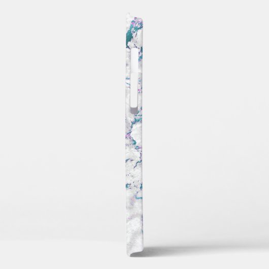 Blauwgroen roze zilver marmer monogram Case-Mate iPhone case (Achterkant / Links)