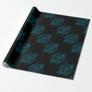 Blauwgroen Rozen Black Gothic Wedding Cadeaupapier