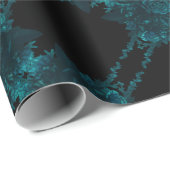 Blauwgroen Rozen Black Gothic Wedding Cadeaupapier (Rol Hoek)