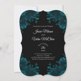 Blauwgroen Rozen Black Gothic Wedding Kaart