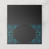 Blauwgroen Rozen Black Gothic Wedding Plaatskaartje (Buitenkant ongevouwen)