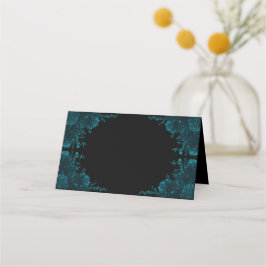 Blauwgroen Rozen Black Gothic Wedding Plaatskaartje