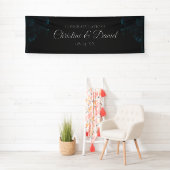 Blauwgroen Rozen Black Gothic Wedding Spandoek (Insitu)
