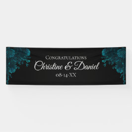Blauwgroen Rozen Black Gothic Wedding Spandoek