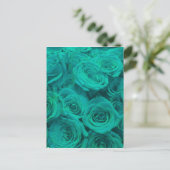 blauwgroen rozen briefkaart (Staand voorkant)