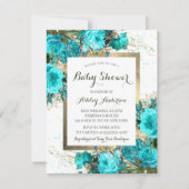 Blauwgroen Rozen Floral Baby shower (Voorkant)