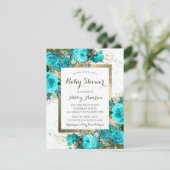 Blauwgroen Rozen Floral Baby shower (Staand voorkant)