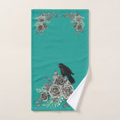 Blauwgroen Rozen Kraaien Ravens Bad Handdoek (Handdoek)