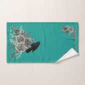 Blauwgroen Rozen Kraaien Ravens Bad Handdoek (Handdoek)