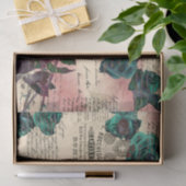 Blauwgroen Rozen Manuscript Roze Blush Ephemera T Tissuepapier (Geschenk)