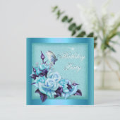 Blauwgroen Rozen Paarse vlindervlinderpartij Kaart (Staand voorkant)