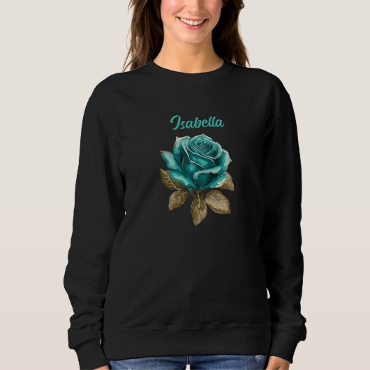  Blauwgroen Rozen sweatshirt (Voorkant)