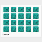 blauwgroen rozen vierkante sticker (Vel)