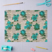 Blauwgroen Rozen voor de ontkoppeling van  kranten Tissuepapier (Craft)