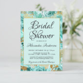 Blauwgroen Rozen Vrijgezellenfeest monogram Kaart (Staand voorkant)