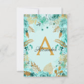 Blauwgroen Rozen Vrijgezellenfeest monogram Kaart (Achterkant)