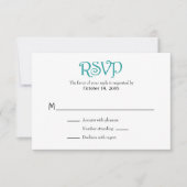 Blauwgroen RSVP-kaarten met eenvoudige bruiloft RSVP Kaartje (Voorkant)