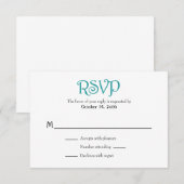 Blauwgroen RSVP-kaarten met eenvoudige bruiloft RSVP Kaartje (Voorkant / Achterkant)