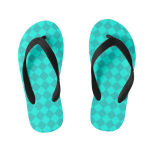 Blauwgroen ruitpatroon van Checker Kinder Teenslippers