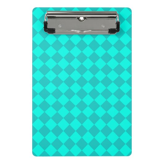 Blauwgroen ruitpatroon van Checker Mini Klembord (Voorkant)