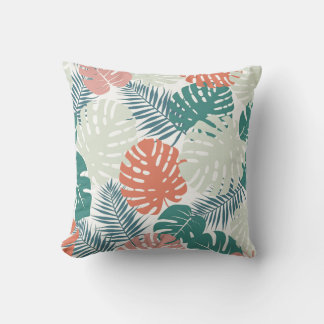 Blauwgroen Russet Palm Leaf Pattern Tropical Throw Kussen