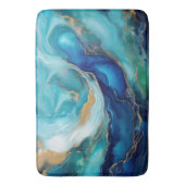 Blauwgroen rust: Abstracte oceanische kunst Badmat (Voorkant Verticaal)