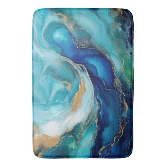 Blauwgroen rust: Abstracte oceanische kunst Badmat (Voorkant Verticaal)