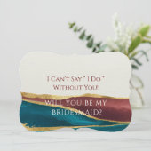 Blauwgroen Rust Agate Gold zal je mijn Bridesmaid  Kaart (Staand voorkant)