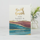 Blauwgroen Rust Cream Agate Gold Bridesmaids Lunch Kaart (Staand voorkant)