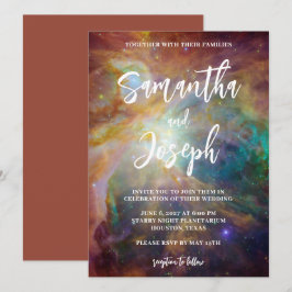 Blauwgroen Rust Orion Nebula Celestial Wedding Kaart